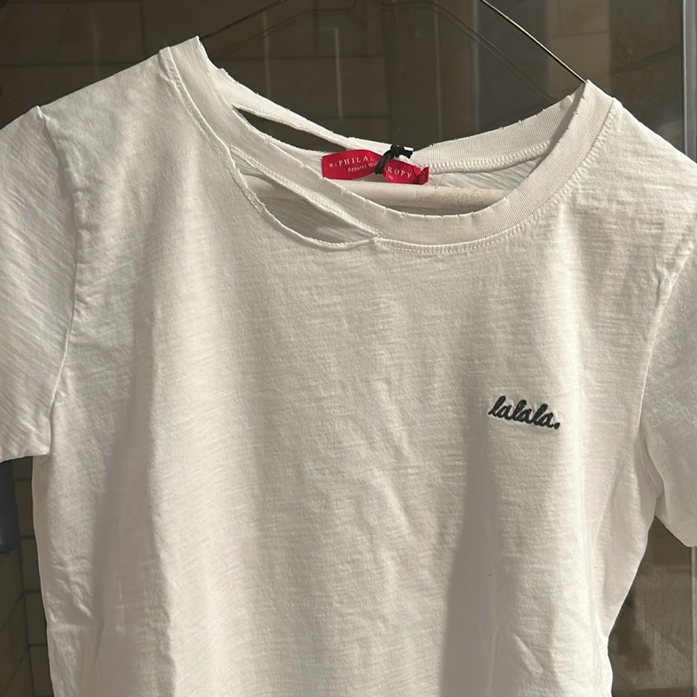 n:PHILANTHROPY white Harlow bff deconstructed tshirt